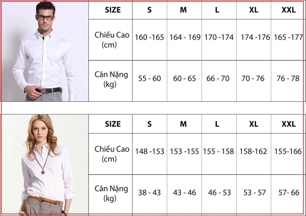 Hướng dẫn chọn size quần áo online